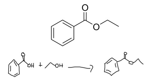  Skeletal formula for ethyl benzoate 